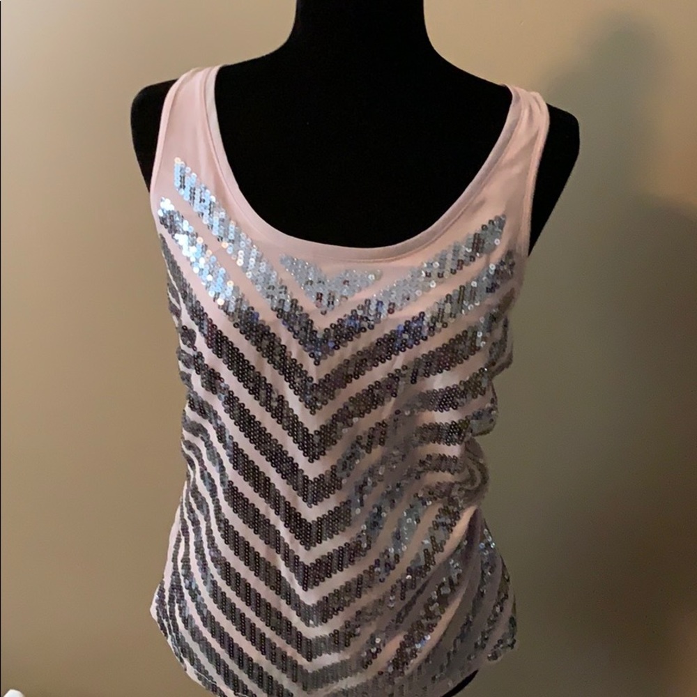 Pale pink sequin tank